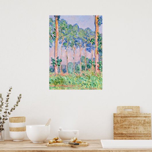 Monet - Poplars, rosa Wirkung Poster (Küche)