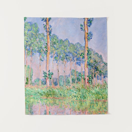Monet - Poplars, rosa Wirkung Wandteppich (Vorderseite)