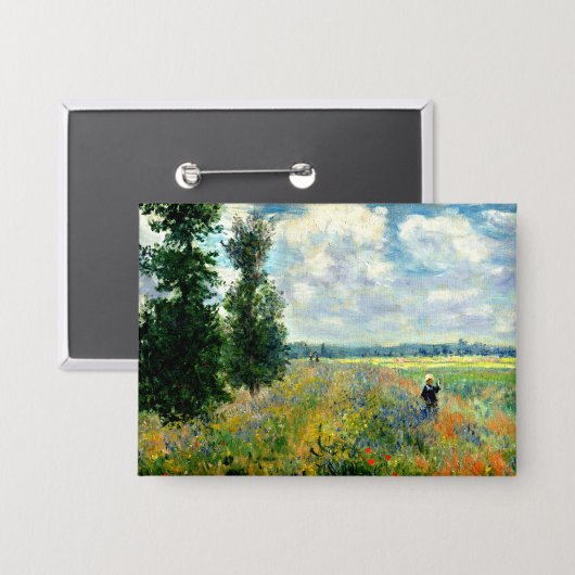Monet - Poppy Field, Argenteuil Button (Vorderseite/Rückseite)