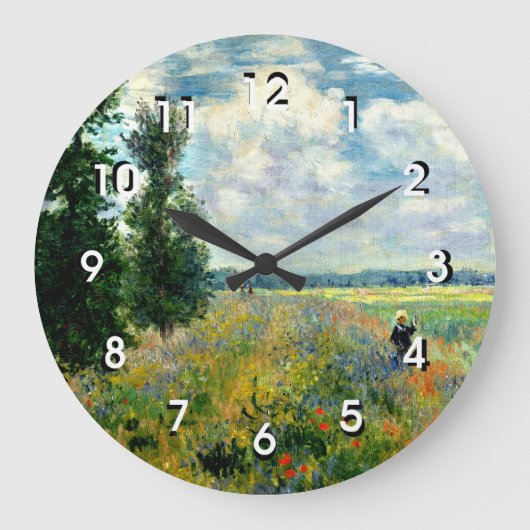 Monet - Poppy Field, Argenteuil, Large Clock Große Wanduhr (Vorderseite)