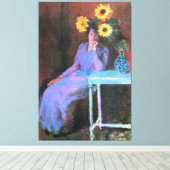 Monet - Portrait von Suzanne Hoschede, Sonnenblume Leinwanddruck (Insitu (Holzboden))