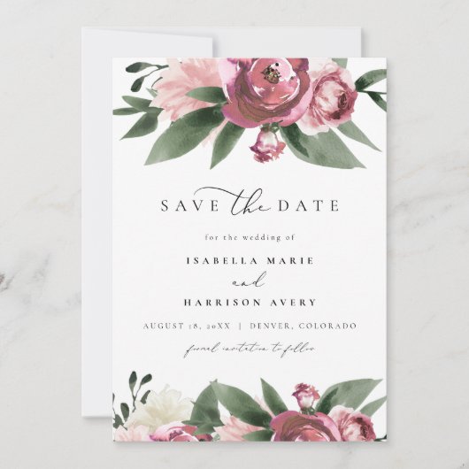 MONET - Rosa Blumengarten Save the Date Einladung (Vorderseite)