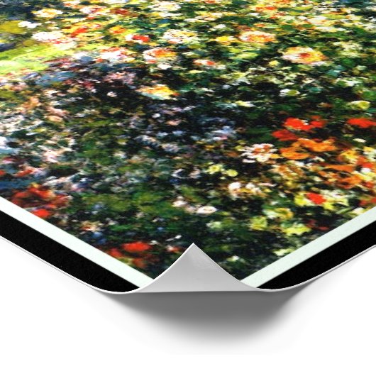 Monet - Rose im Garten am Montgeron, Kunst Poster (Ecke)