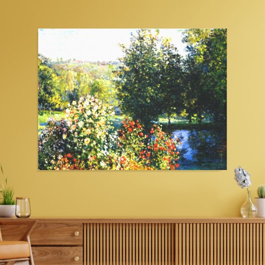Monet - Rose im Garten von Montgeron, Leinwanddruck (Insitu (Wohnzimmer))
