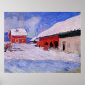 Monet - Rote Häuser in Bjornegaard Poster (Vorne)