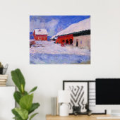 Monet - Rote Häuser in Bjornegaard Poster (Heimbüro)