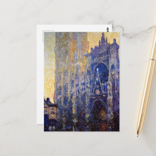 Monet - Rote Kathedrale, Morgeneffekt Postkarte (Vorderseite/Rückseite Beispiel)