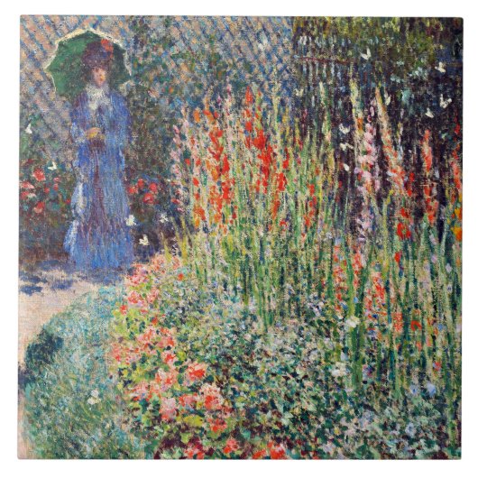 Monet - Runded Blume Bed, berühmtes Gemälde, Fliese (Vorderseite)