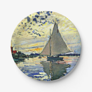 Monet - Sailboat at le Petit Gennevilliers, Pappteller