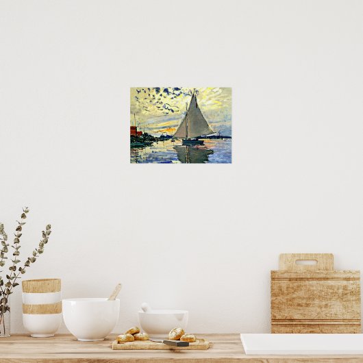 Monet - Sailboat at le Petit Gennevilliers Poster (Küche)