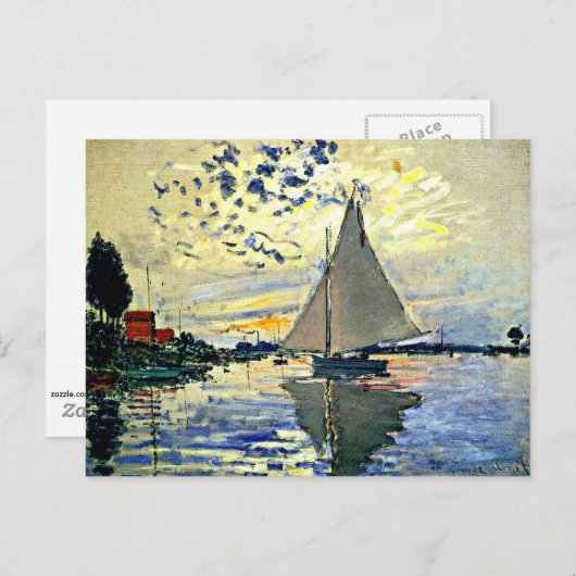 Monet - Sailboat at le Petit Gennevilliers Postkarte (Vorne/Hinten)