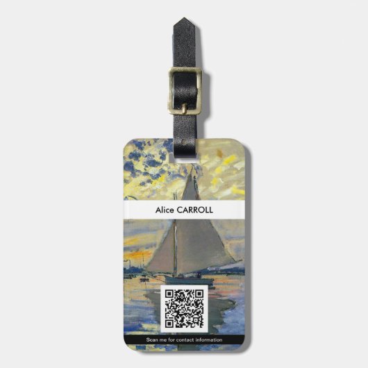 Monet - Sailboat bei Petit-Gennevilliers - QR-Code Gepäckanhänger (Vorderseite vertikal)