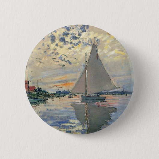 Monet Sailboat Französische Impressionismus Klassi Button (Vorderseite)