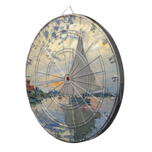 Monet Sailboat Französische Impressionismus Klassi Dartscheibe (Vorderseite rechts)