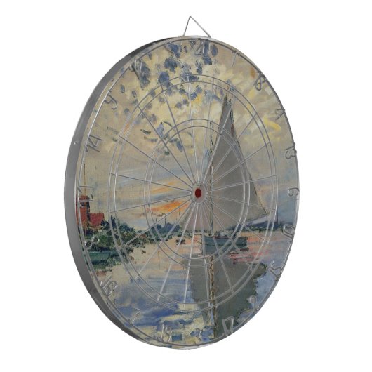 Monet Sailboat Französische Impressionismus Klassi Dartscheibe (Vorderseite Links)