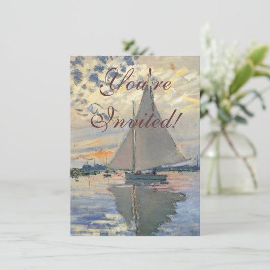 Monet Sailboat Französische Impressionismus Klassi Einladung (Stehend Vorderseite)