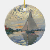 Monet Sailboat Französische Impressionismus Klassi Keramikornament (Hinten)