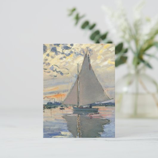 Monet Sailboat Französische Impressionismus Klassi Postkarte (Stehend Vorderseite)