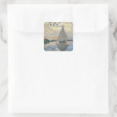 Monet Sailboat Französische Impressionismus Klassi Quadratischer Aufkleber (Tasche)