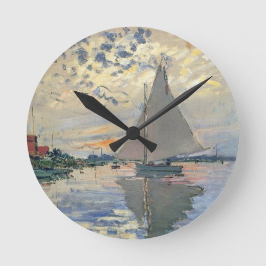 Monet Sailboat French Impressionism Classic Art Runde Wanduhr (Vorderseite)