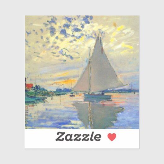 Monet Sailboat in Le Petit-Gennevilliers Aufkleber (Blatt)