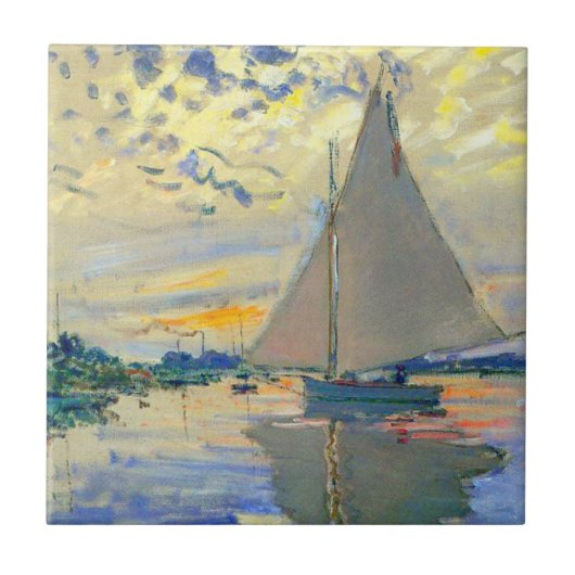 Monet Sailboat in Le Petit-Gennevilliers Fliese (Vorderseite)