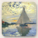 Monet - Sailboat in Le Petit-Gennevilliers Getränkeuntersetzer<br><div class="desc">Claude Monet Gemälde,  Sailboat in Le Petit-Gennevilliers,  berühmte Kunst</div>