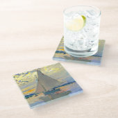 Monet Sailboat in Le Petit-Gennevilliers Glasuntersetzer (Schrägansicht)