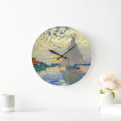 Monet Sailboat in Le Petit-Gennevilliers Große Wanduhr (Zuhause)