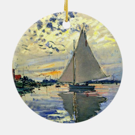 Monet - Sailboat in Le Petit-Gennevilliers Keramik Ornament (Hinten)