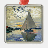 Monet - Sailboat in Le Petit-Gennevilliers Ornament Aus Metall (Vorne)