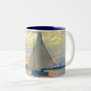 Monet Sailboat in Le Petit-Gennevilliers Zweifarbige Tasse