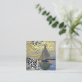 Monet - Sailboat, Le Petit-Gennevilliers - QR-Code Quadratische Visitenkarte (Stehend Vorderseite)