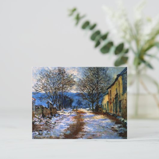 Monet - Schneeeffekt in Limetz Postkarte (Stehend Vorderseite)