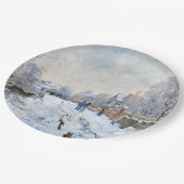 Monet - Schneeszene in Argenteuil Pappteller (Schrägansicht)