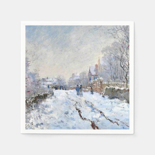 Monet - Schneeszene in Argenteuil Serviette (Vorderseite)