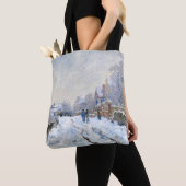 Monet - Schneeszene in Argenteuil Tasche (Von Nahem)
