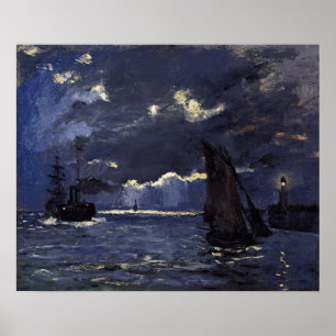 Monet - Seascape Shipping durch Mondlicht Poster