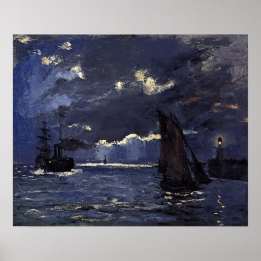 Monet - Seascape Shipping durch Mondlicht Poster (Vorne)
