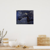 Monet - Seascape Shipping durch Mondlicht Poster (Küche)