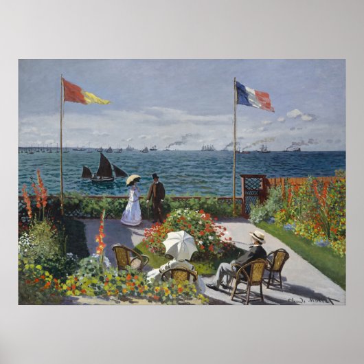 Monet Seaside Garden Blooms Classic Seascape Poster (Vorne)