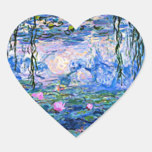 Monet: Seerosen 1919 Herz-Aufkleber