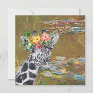 Monet Seerosenteich und Giraffe Grußkarte
