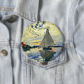 Monet - Segelboot in le Petit Gennevilliers Button (Beispiel)