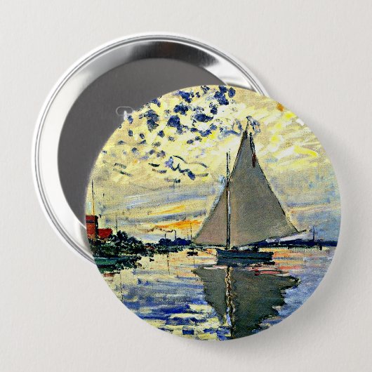 Monet - Segelboot in le Petit Gennevilliers Button (Vorne & Hinten)