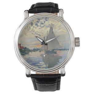Monet-Segelschiff Französischer Impressionismus Kl Armbanduhr