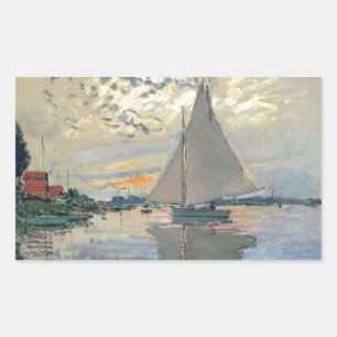 Monet-Segelschiff Französischer Impressionismus Kl Rechteckiger Aufkleber