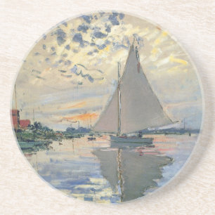 Monet-Segelschiff Französischer Impressionismus Kl Sandstein Untersetzer