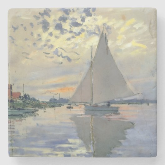 Monet-Segelschiff Französischer Impressionismus Kl Steinuntersetzer (Vorderseite)