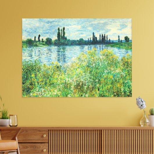 Monet - Seine-Ufer in Vetheuil Leinwanddruck (Insitu (Wohnzimmer))